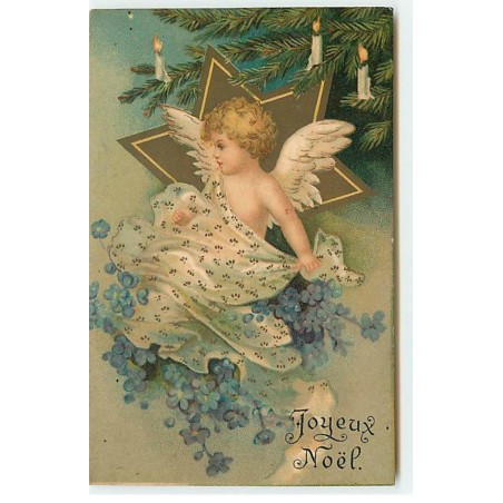 n°19527 - Clapsaddle - Joyeux Noël - Ange jouant avec un voile et devant une étoile