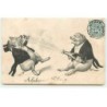 n°19544 - Cochon en costume débouchant une bouteille de champagne