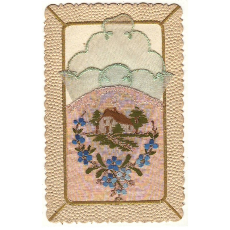 n°19554 - Carte Brodée avec pochette - Maison