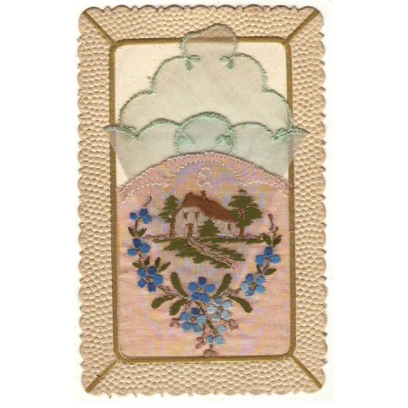 n°19554 - Carte Brodée avec pochette - Maison