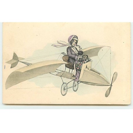 n°19559 - MM Vienne n°4151 - Femme sentant des fleurs pilotant un avion