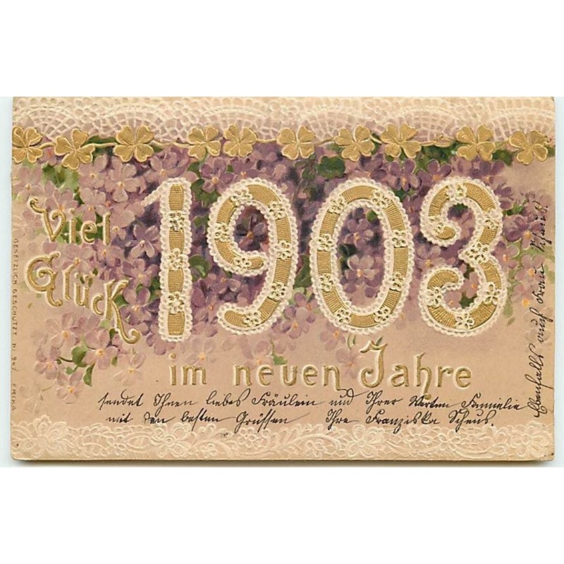n°10947 - Carte Fantaisie Gaufrée - 1903