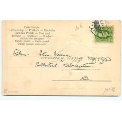 n°19578 - Carte Gaufrée - Godt nytt Ar tillönskas af - Veilleur de Nuit avec un cochon