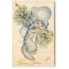 n°19580 - Bonne Année - Manon Lessel - Chat portant du Gui