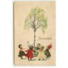 n°19588  - Carte Gaufrée - Félicitations - Fillettes faisant une ronde autour d'un arbre