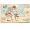 n°1959 - Lot de 6 cartes - Fillette et Arlequin sur la plage - Pêche