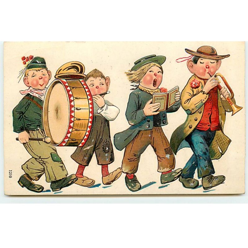 n°19641 - Carte Gaufrée - Enfants chantant et jouant de la musique n°4