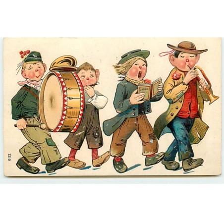 n°19641 - Carte Gaufrée - Enfants chantant et jouant de la musique n°4