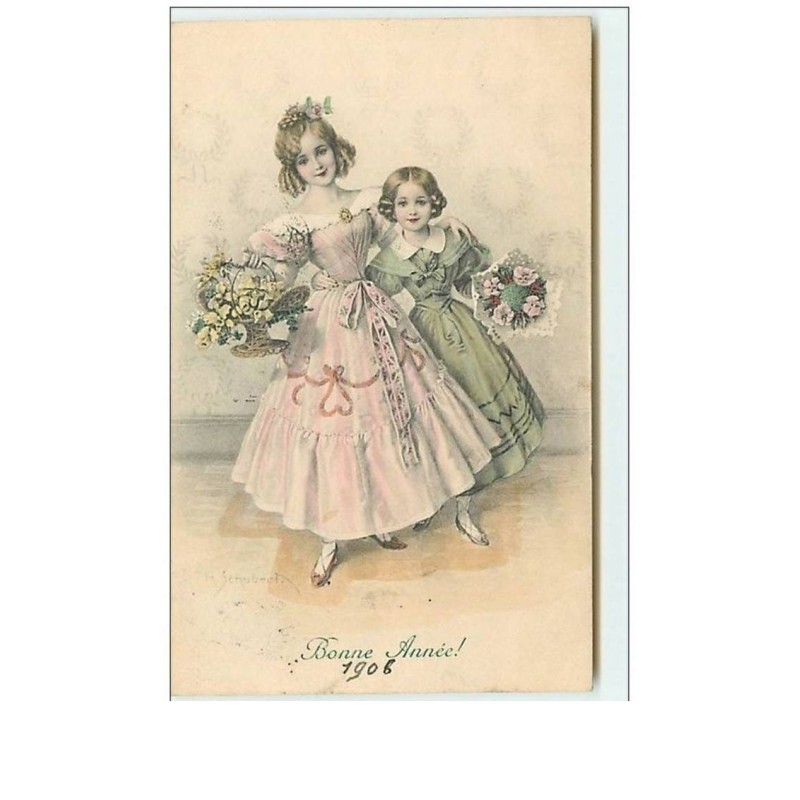 n°10972 - Carte Illustrateur - MM Vienne n°342 - Fillettes avec des Bouquets de Fleurs