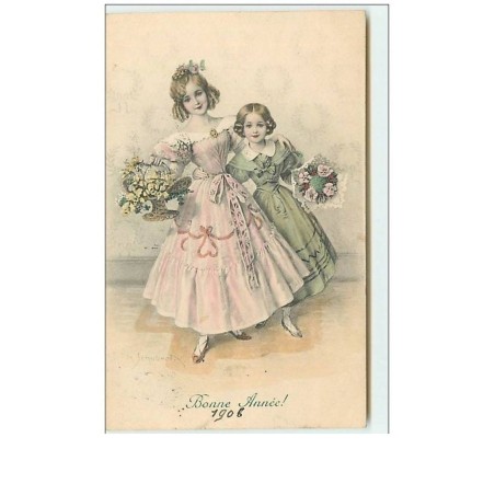 n°10972 - Carte Illustrateur - MM Vienne n°342 - Fillettes avec des Bouquets de Fleurs