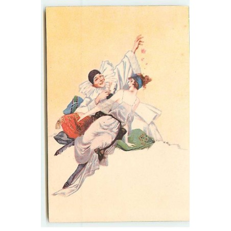 n°19666 - Pierrot parlant à une jeune femme