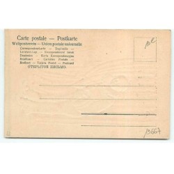 n°19667 - Carte Gaufrée - Pierrot derrière un rideau