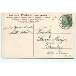 n°19671 - Carte Gaufrée - Viel Glückim neuen Jahr - Ange jouant avec une guirlande de fleurs