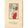 n°10026 - Carte Fantaisie - Femme avec manchon - H.L.W.
