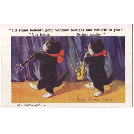 n°19689 - Comique n°4516 - A ta Fenêtre Daignes paraître - Chats noirs jouant de la clarinette et du saxo