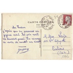 n°19704 - Carte Brodée - Joyeux Noël - Croissant de lune