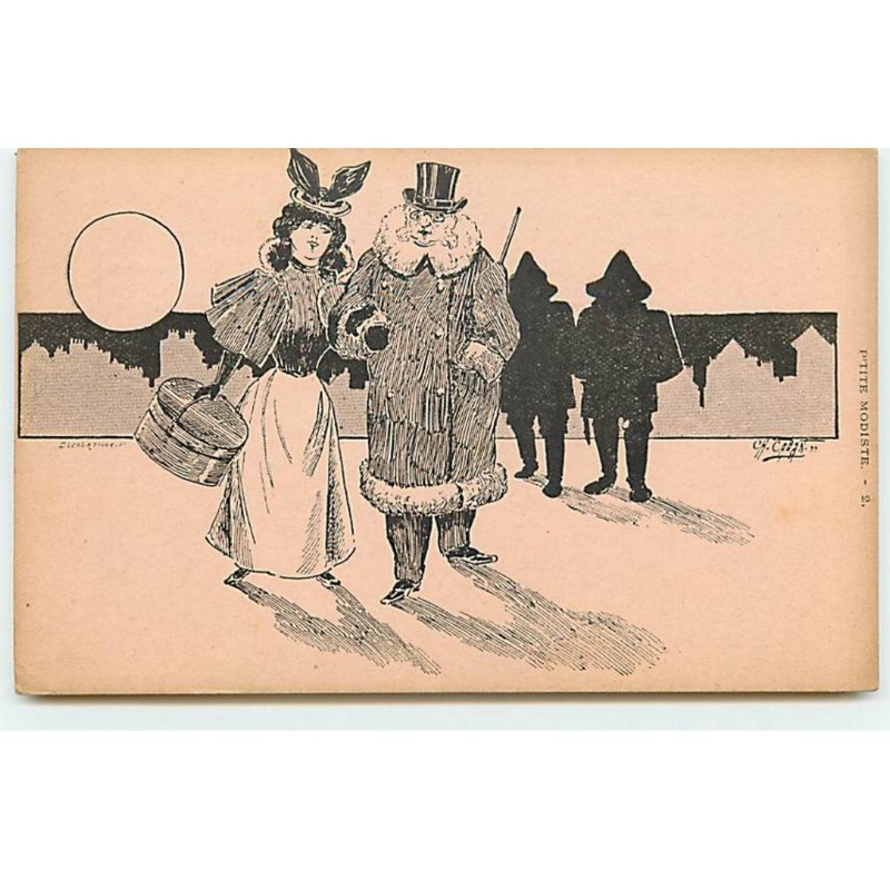 n°19715 - Cabant - P'tite Modiste n°2 -  Couple se tenant bras dessus-dessous