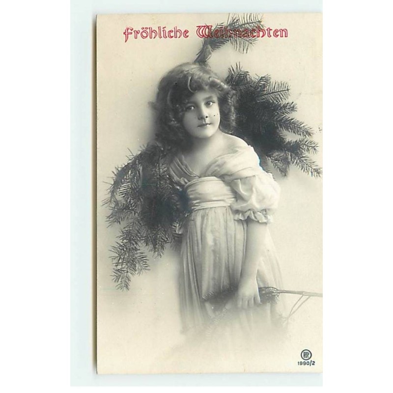 n°19733 - Fröhliche Weihnachten - Grete Reinwald portant une branche de sapin