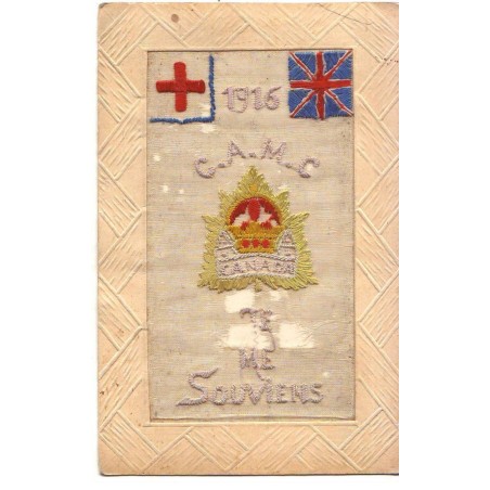 n°19755 - Carte Brodée - C.A.M.C. - Je me souviens 1916 - Drapeaux - Carte vendue en l'état