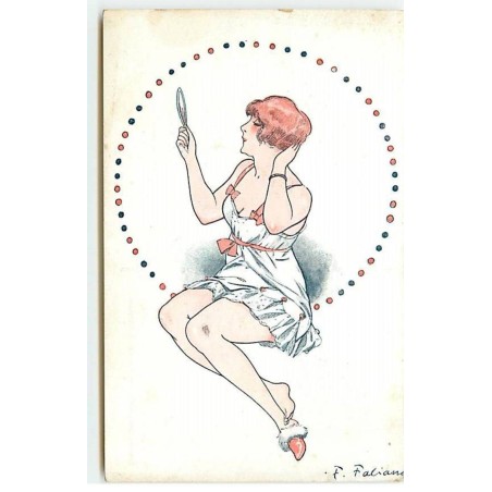 n°19768 - F. Fabiano - Pour être belle - série n°15-71 - Jeune femme en sous-vêtement se regardant dans le miroir