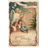 n°19771 - Fröhliche Weihnachten - Enfants chantant avec un ange gardien près d'un sapin