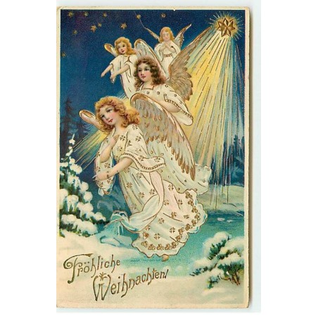 n°19772 - Fröhliche Weihnachten - Anges gardiens descendant du ciel étoilé