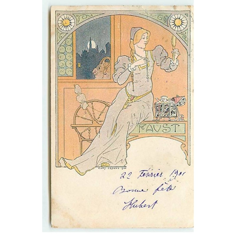n°19806 - Lessieux - Faust - Femme s'admirant dans un miroir