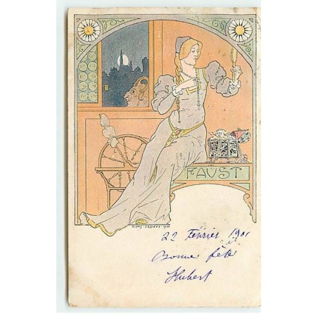 n°19806 - Lessieux - Faust - Femme s'admirant dans un miroir