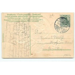 n°19832 - Carte Gaufrée - Fröhliche Ostern - Ange avec des brins de muguet