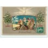 n°10990 - Carte Fantaisie Gaufrée - Joyeux Noël - Père Noël et Angelot en Automobile