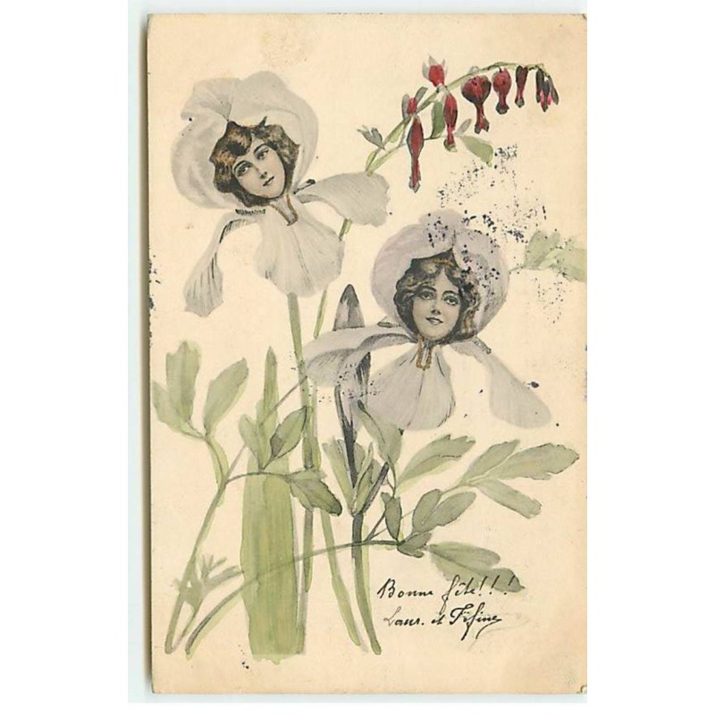 n°19850 - Visages de femmes au milieu d'iris - surréalisme