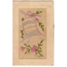 n°19851 - Carte Brodée - Heureuses Pâques - Cloche et Fleurs