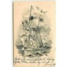n°10029 - Carte Fantaisie - 1904 - Angelot à l'avant d'un bateau