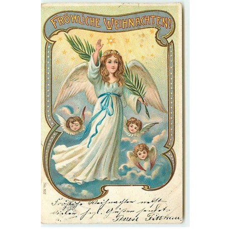 n°19873 - Fröhliche Weihnachten - Têtes d'anges autour d'un ange gardien