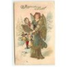 n°19878 - Carte Gaufrée - Joyeux Noël - Ange gardien apportant des jouets