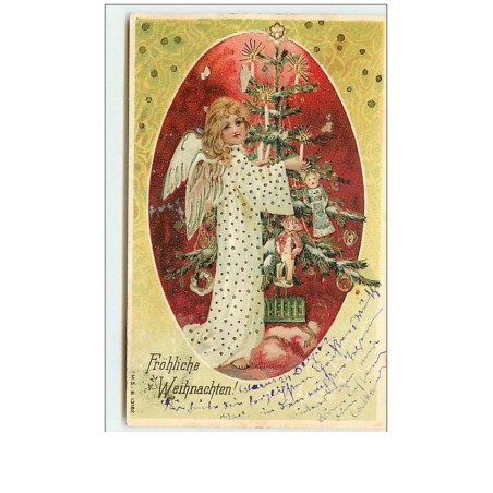 n°10995 - Carte Fantaisie - Fröhliche Weihnachten - Ange et Cadeaux