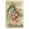 n°19893 -Carte Gaufrée - Herzlichen Glückwunsch zum Namenstage - Fillettes les pieds dans une rivière