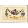 n°19902 - Carte Brodée - Bons Baisers - Fleurs