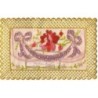 n°19903 - Carte Brodée avec rabat - Rose