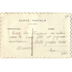n°19903 - Carte Brodée avec rabat - Rose