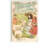 n°10998 - Carte Fantaisie - Heureuse Année - Fillettes et Moutons
