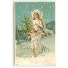 n°19922 - Fröhliche Weihnachten - Ange portant un sapin, suivi par un ange gardien