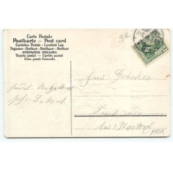 n°19931 - Carte Gaufrée - Prosit Neujahr - Fillettes avec des lampions sous la neige