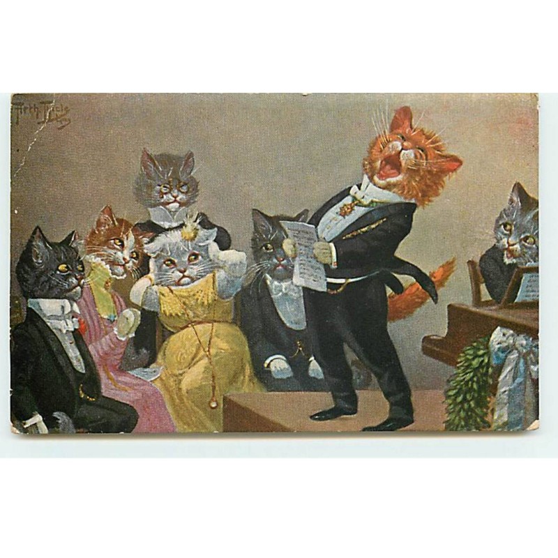 n°19956 - A. Thiele - Chats assistant à un concert