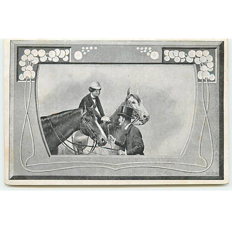n°19958 - Art Nouveau - MJS - Cavalier donnant à une cavalière sa cravache