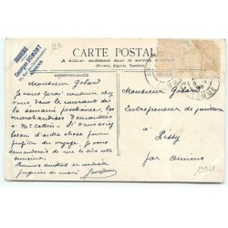 n°19961 - Art Nouveau - MJS - Portrait d'une femme portant des fleurs dans les cheveux, dans un médaillon