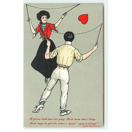 n°19963 - A game that two ... upon a string - Couple jouant du diabolo avec un coeur