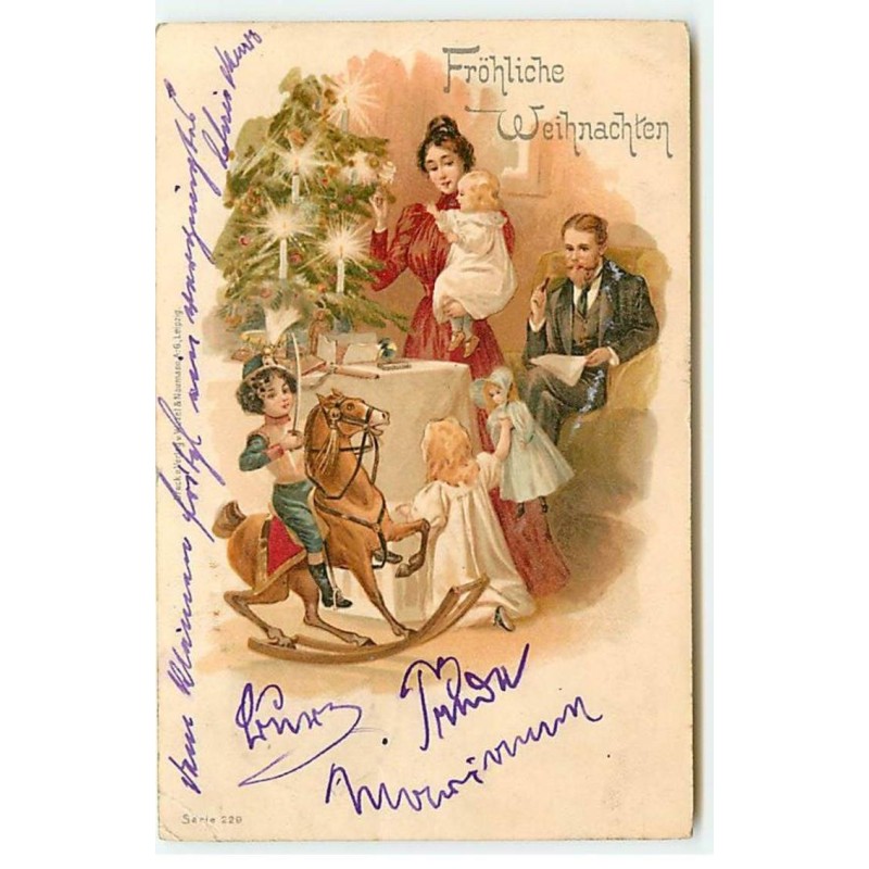 n°19983 - Fröhliche Weihnachten - Parents regardant leurs enfants jouant autour du sapin
