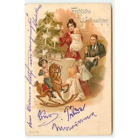 n°19983 - Fröhliche Weihnachten - Parents regardant leurs enfants jouant autour du sapin