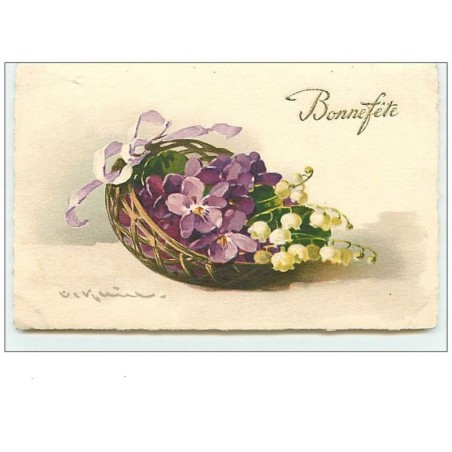 n°11012 - Carte Illustrateur - Catharina Klein - Violettes et Muguet